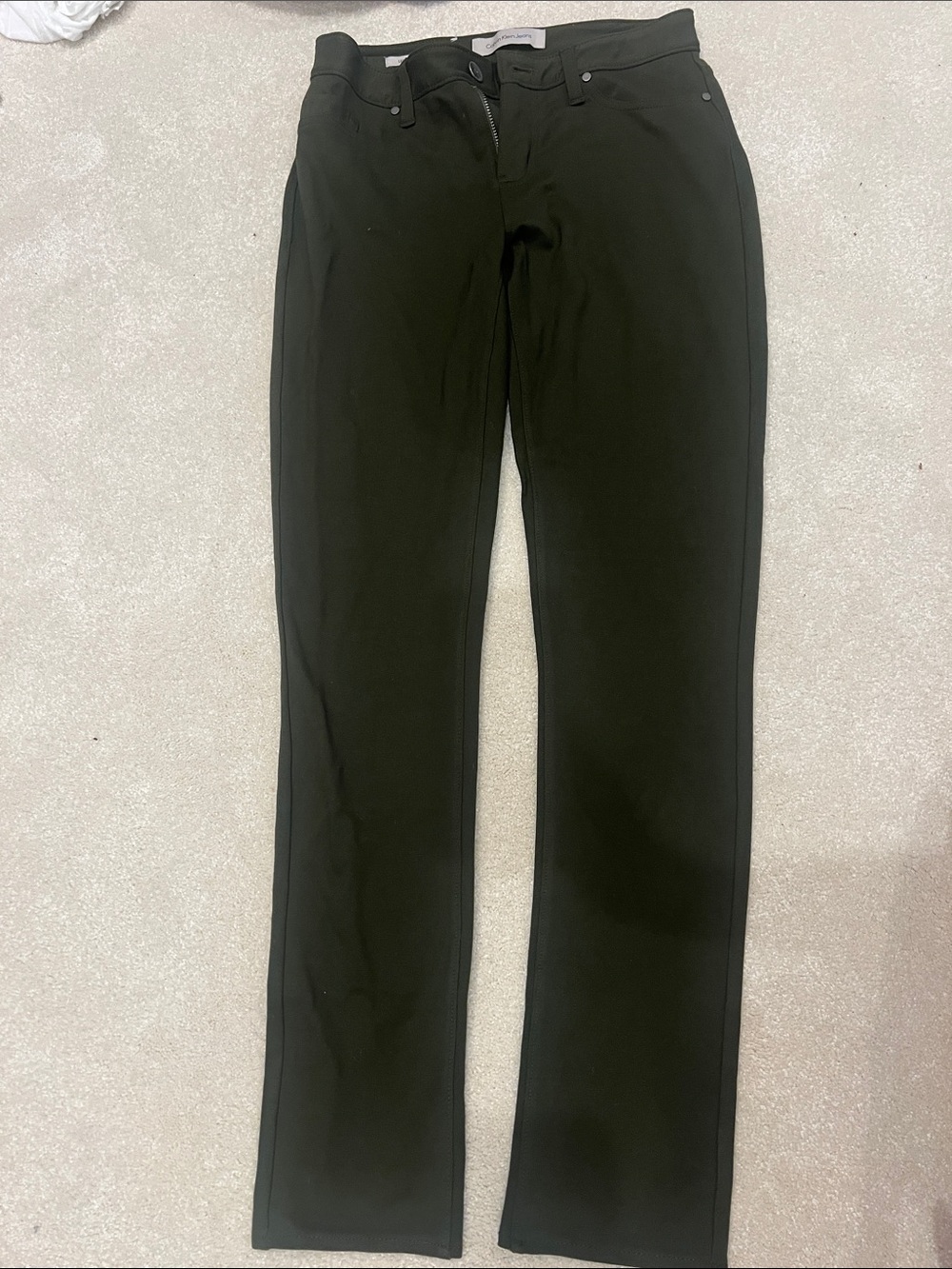 Calvin Klein Jeans Womens Black Straight-Leg Pants Olive